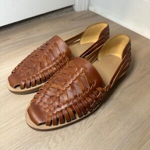 NISOLO Men's Tan Leather Woven Huarache Sandals Slip On Loafers  Size 9.5